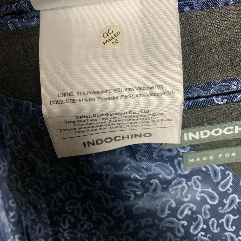 Indochino Blazer Mens Custom 42R Gray‎ Stretch Wool Blend Newbury 56 Suit Jacket